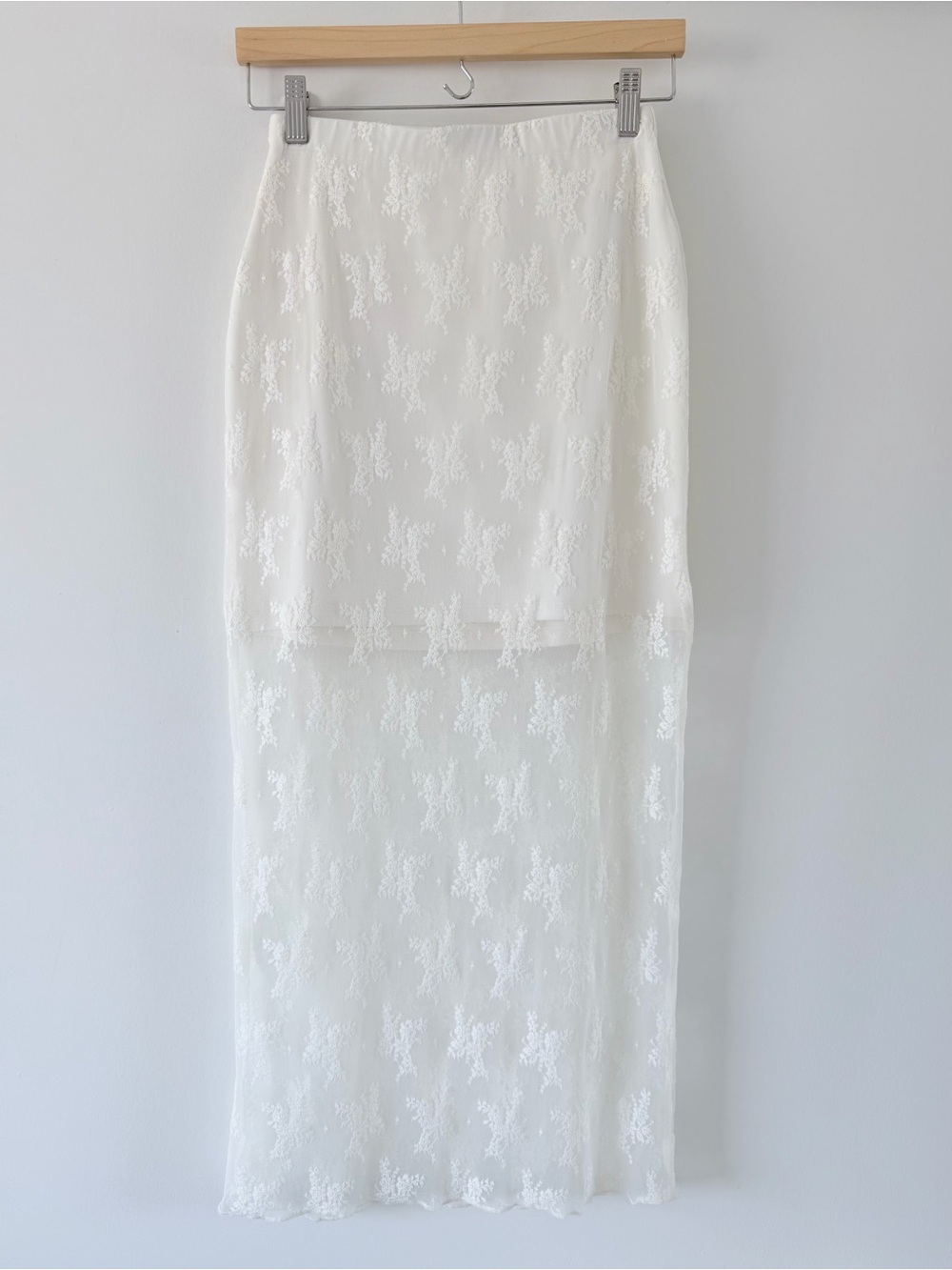 Abercrombie & Fitch White Lace Midi Skirt XS Sheer Embroidered Bridal Coquette - Picture 9 of 11